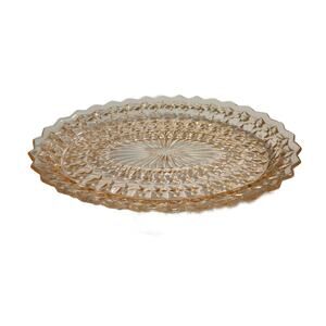 Vintage Pink Depression Glass Serving Platter, Jeanette Glass, 1930s
